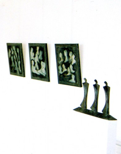 Brons sculptuur van Hans Grootswagers, Repetition.(Wiederholung) 2001